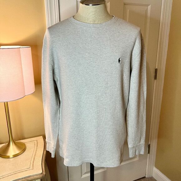 EEUC Men's Polo Ralph Lauren Waffle Knit Sleep Lounge Shirt Oatmeal Tan Size XL - Picture 1 of 2